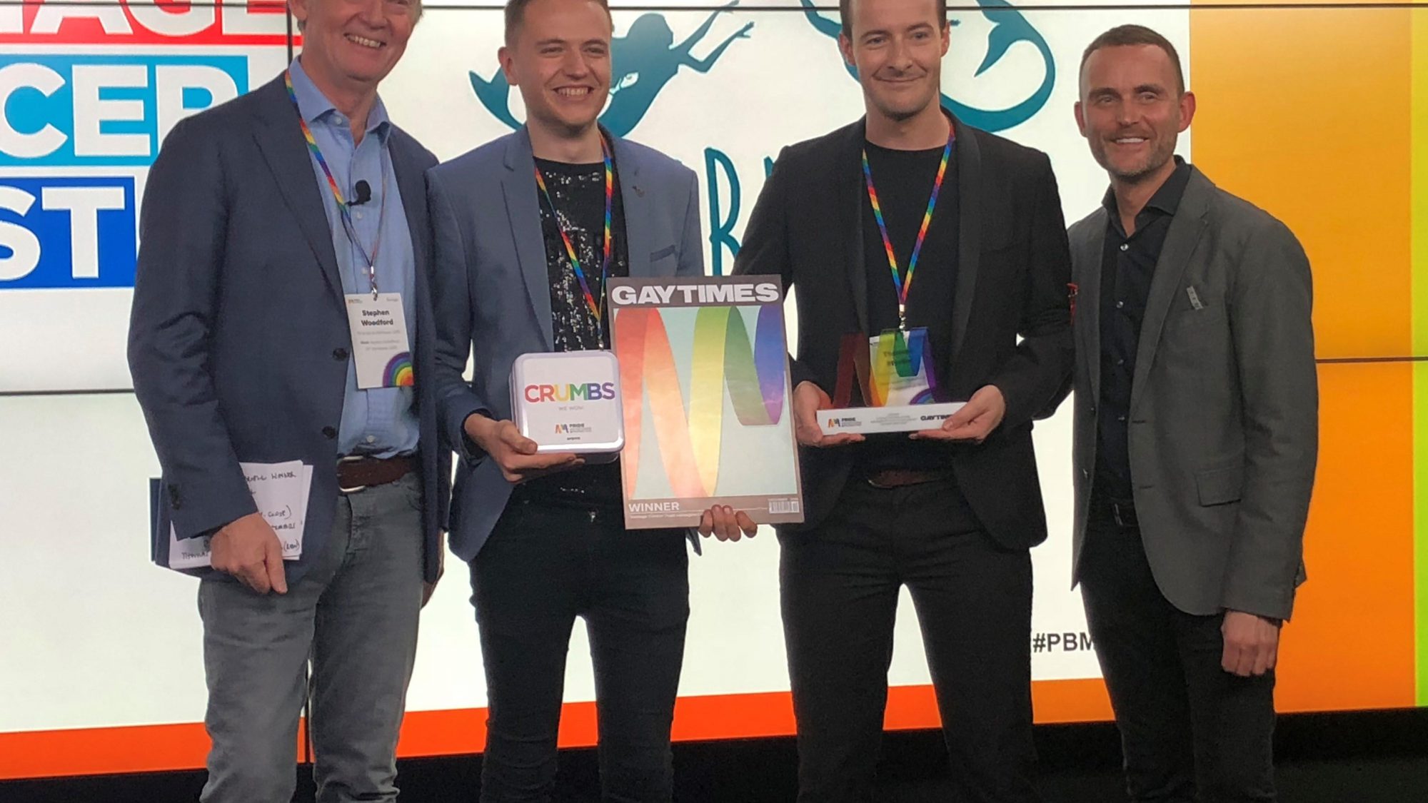 Raw London Creatives Thomas Paul Martin and James Page accepting the Pride Brand Makeover awards 2018