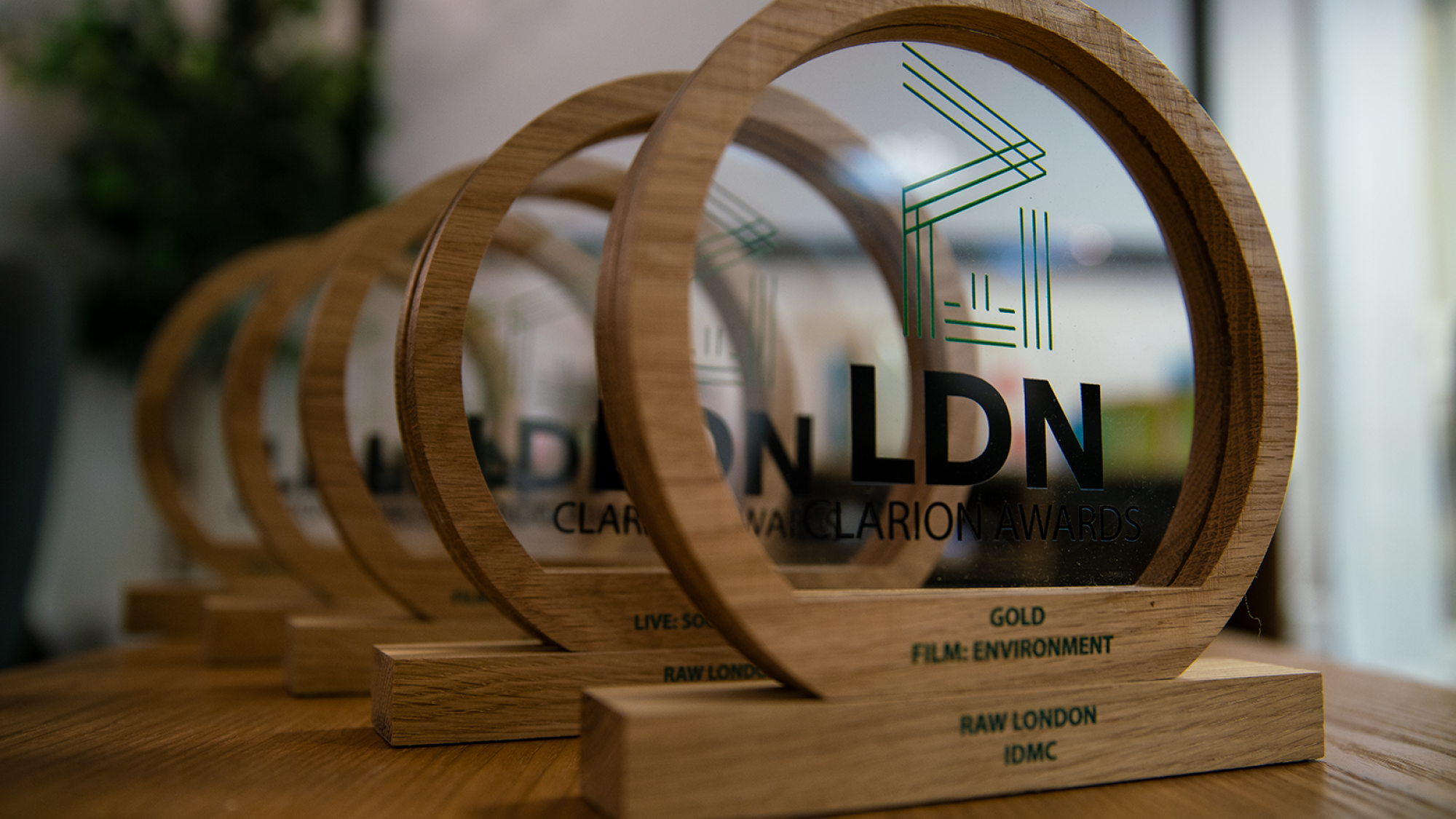 EVCOM Clarion Awards 2019 trophies
