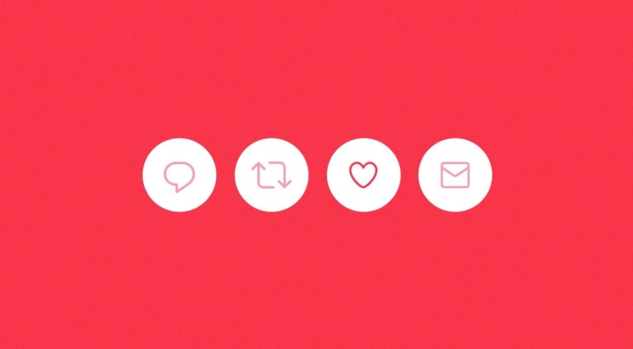Twitter icons on a red background