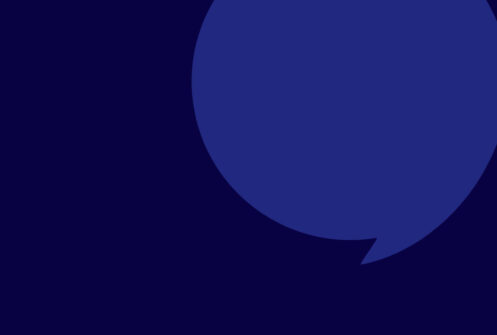 Speech bubble graphic on a dark blue background