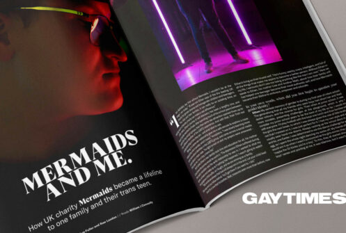Gay Times magazine with Mermaids UK & Raw London double spread feature
