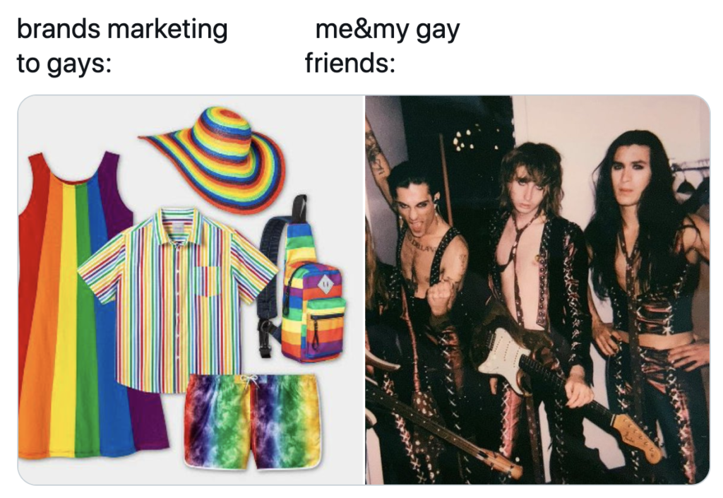 A meme makes fun of Pride brands campaigns.