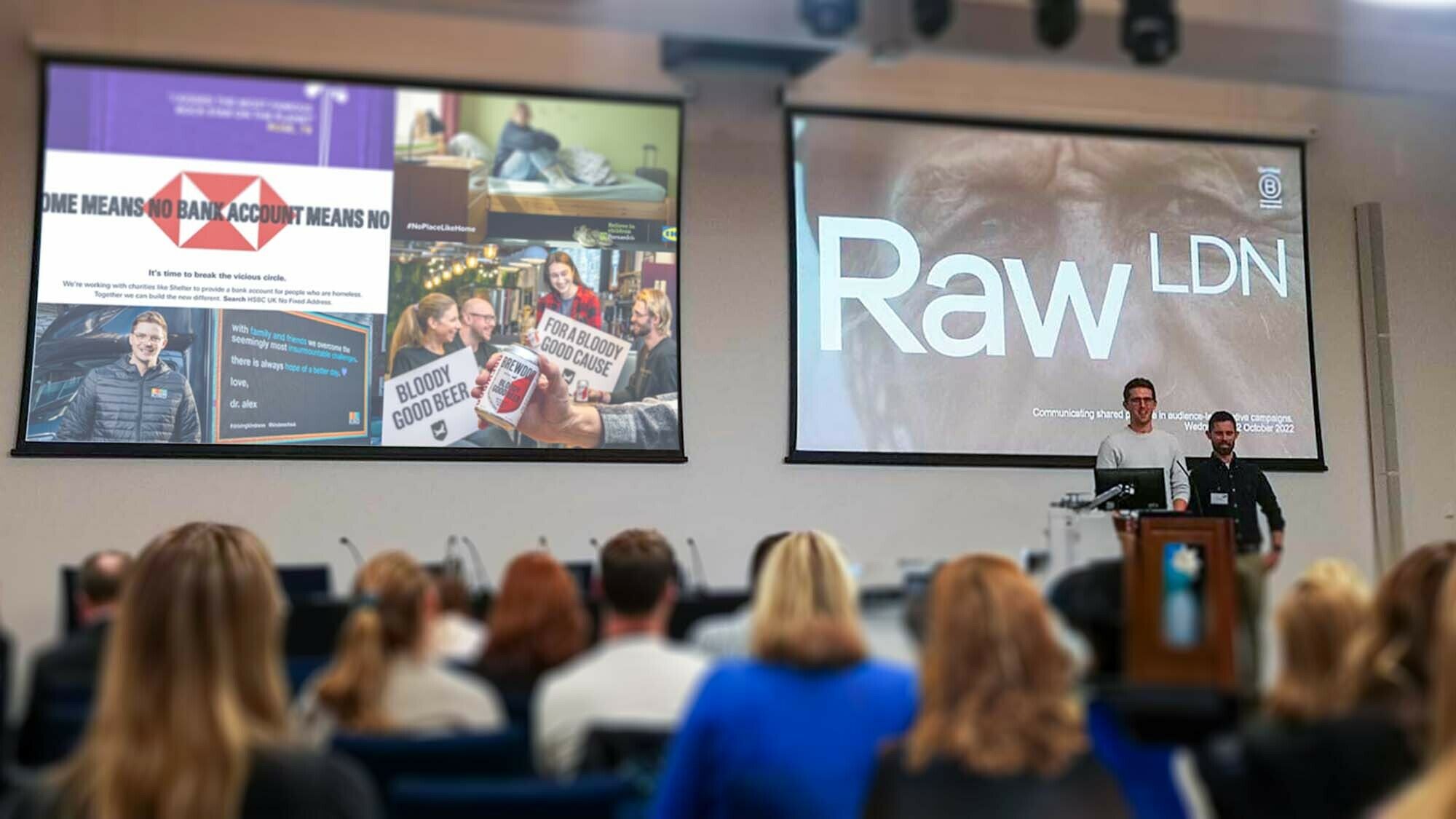 Raw London's Founder, Ryan Wilkins and Business Director,Rob Jelly, speaking at the Corporate Charity Partnerships Conference in October 2022